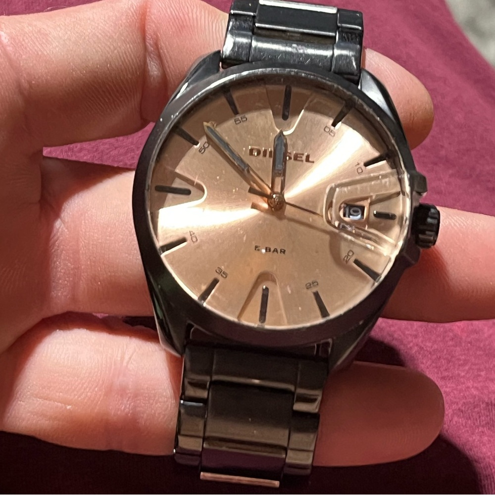 Men’s Diesel Watch — MS9 Black Stainless Steel & Rose Gold — DZ1904
